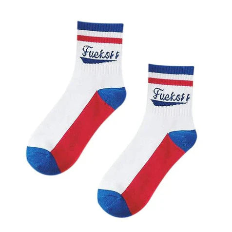 Add Attitude to Your Outfit with Aesthedex's "F**k Off" Varsity Socks