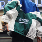 Retro Panel Zip-Up Windbreaker Jacket