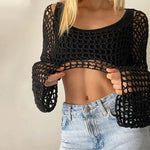 Long Sleeve Smock Crop Top