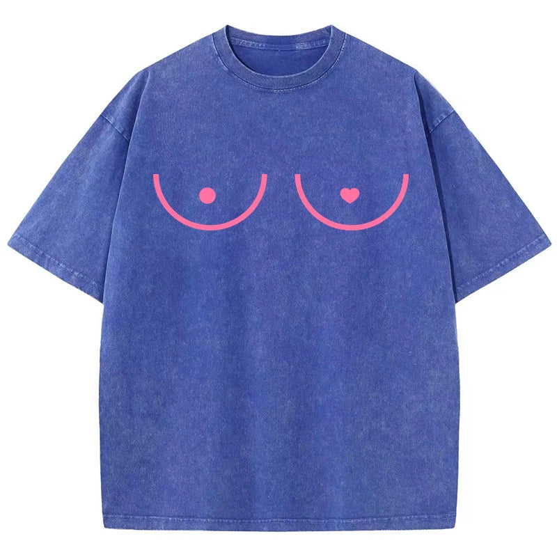 Breast Line-Art Oversized Graphic Tee