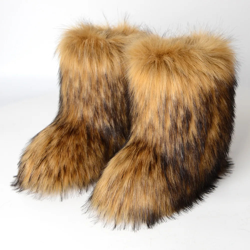 Plush Faux-Fur Statement Winter Boots