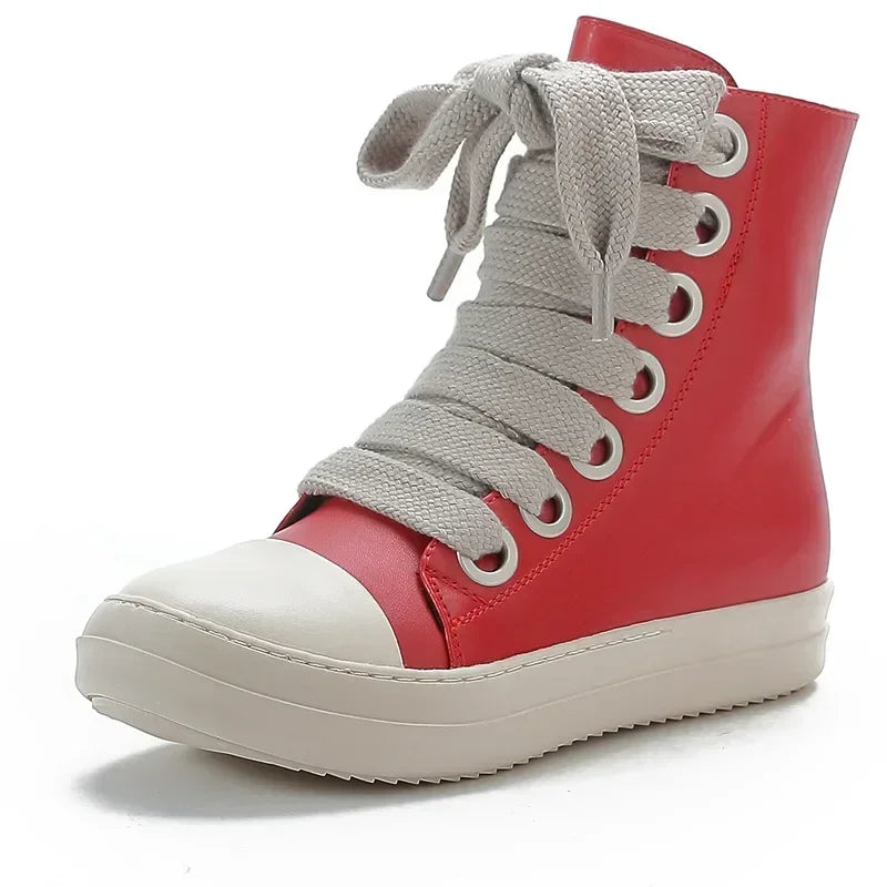 High-Top Lace-Up Zipper Sneakers