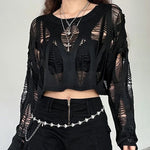 Distressed Ripped Gothic Crop Sweater