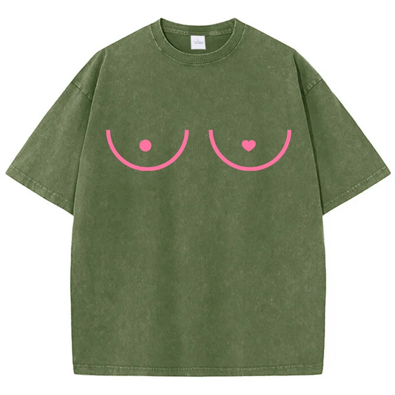 Breast Line-Art Oversized Graphic Tee