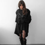 Studded Oversized Longline Sweatshirt