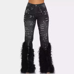 Feathered Distressed Jeans
