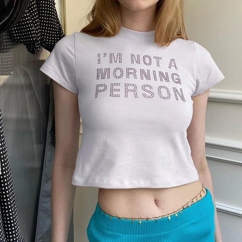 “I’m Not A Morning Person” Cropped Tee