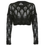 Distressed Ripped Gothic Crop Sweater