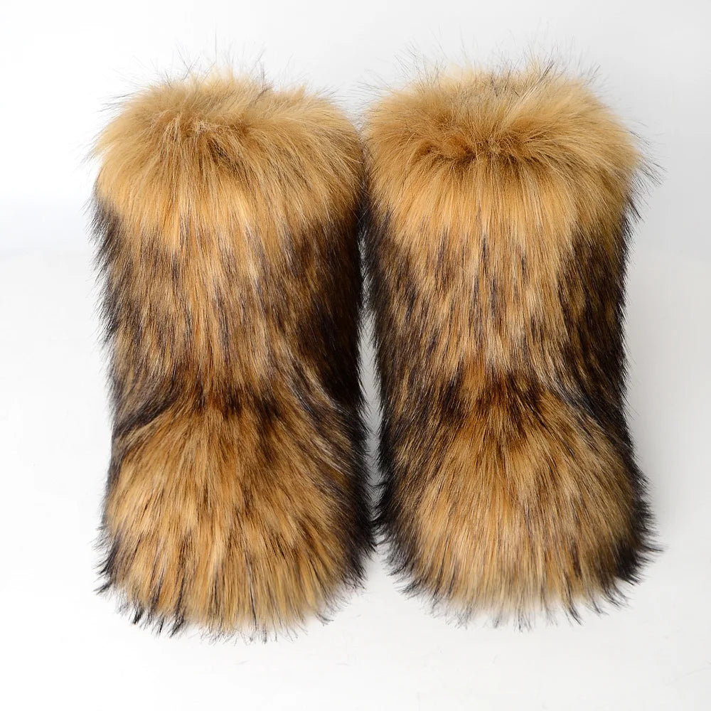 Plush Faux-Fur Statement Winter Boots