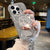 Diamond Heart Mirror Wrist Chain iPhone Case