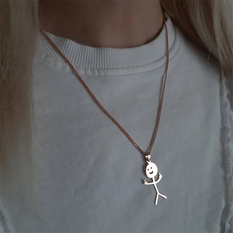 Middle Finger Stickman Pendant Necklace / Earrings