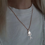 Middle Finger Stickman Pendant Necklace / Earrings