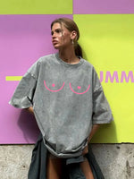 Breast Line-Art Oversized Graphic Tee