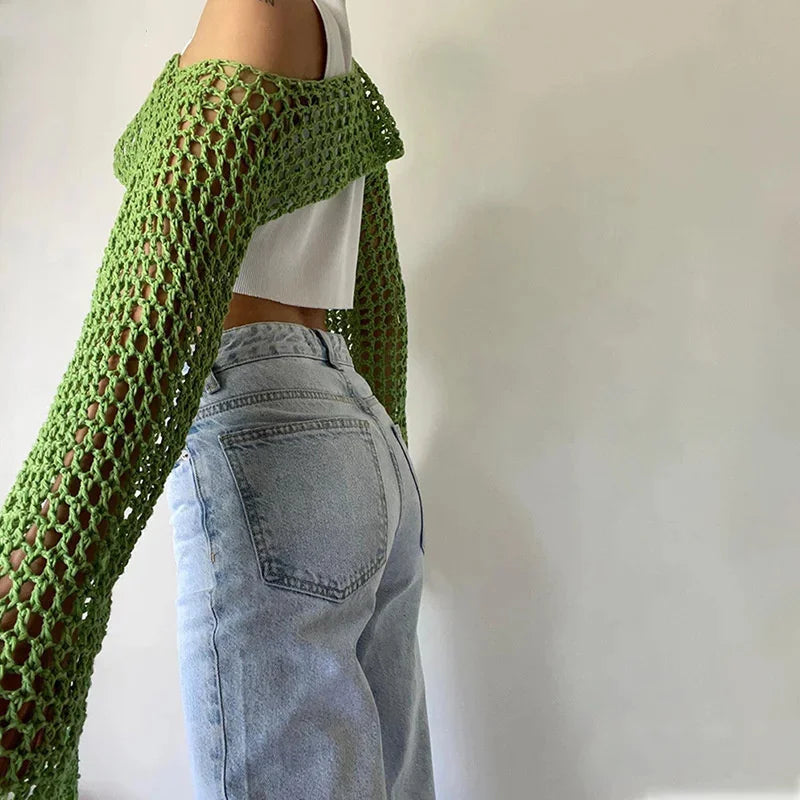 Long Sleeve Smock Crop Top