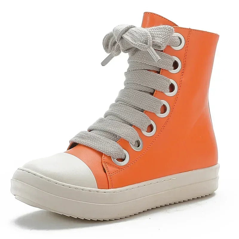 High-Top Lace-Up Zipper Sneakers