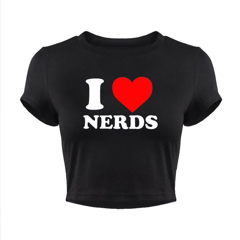 I Love Nerds Graphic Crop Top