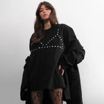 Studded Oversized Longline Sweatshirt