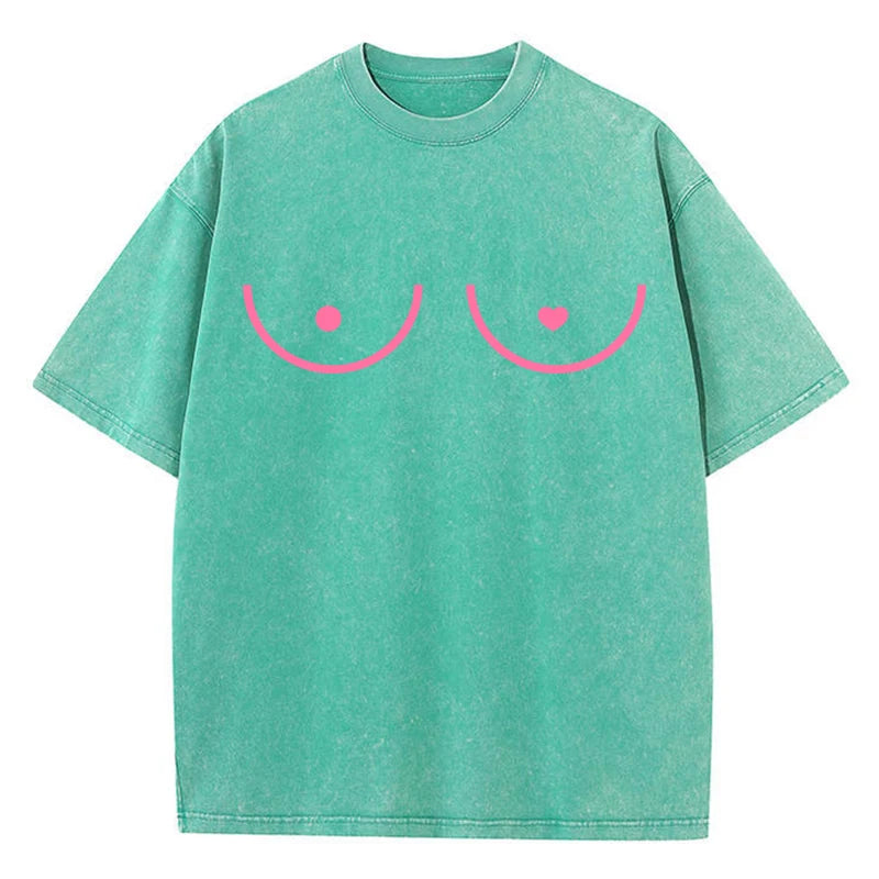 Breast Line-Art Oversized Graphic Tee