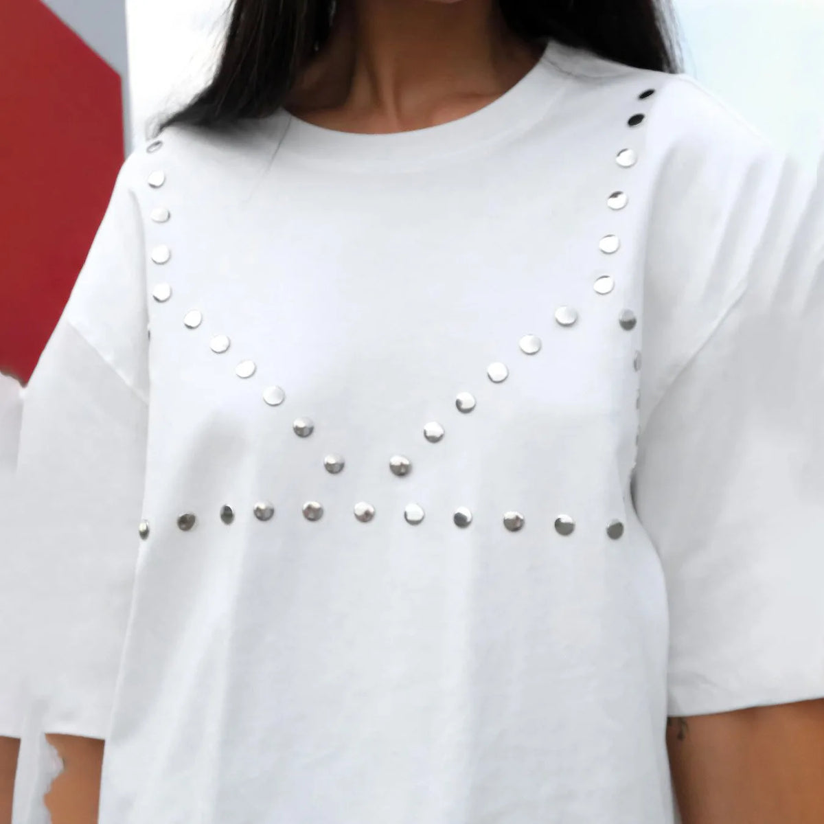 Studded Oversized Longline Sweatshirt