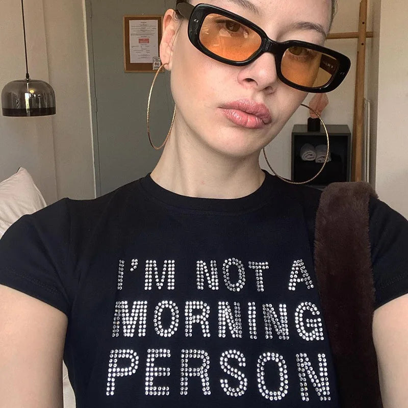 “I’m Not A Morning Person” Cropped Tee