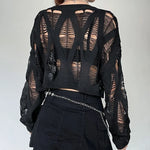 Distressed Ripped Gothic Crop Sweater