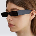 Bold Rectangular Shield Frame Sunglasses