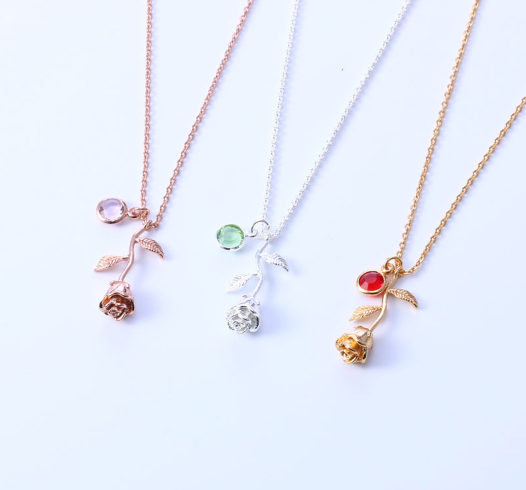 Rose Birthstone Necklace - AESTHEDEX