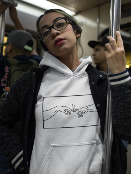 Michelangelo Creation of Adam Smoking Hoodie - AESTHEDEX