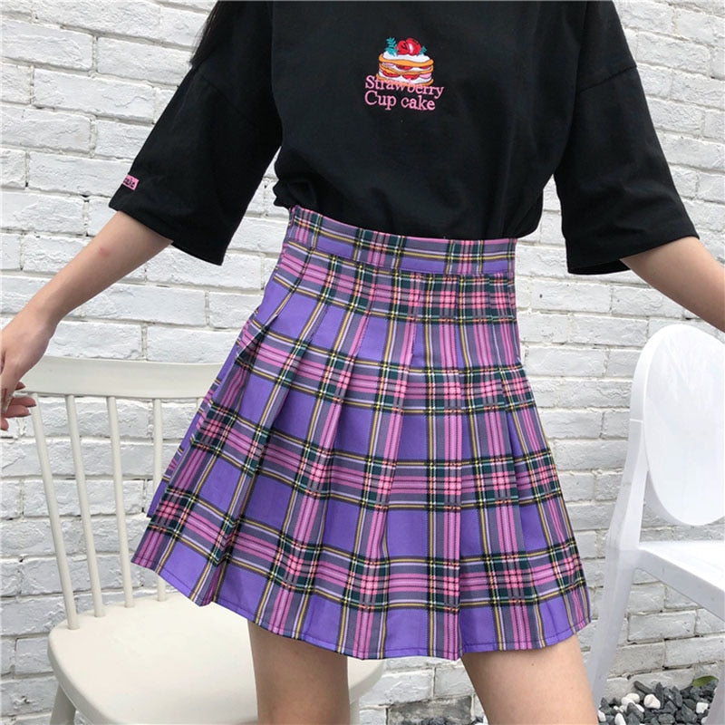 Plaid Pleated Skirt
