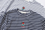 Rose Embroidery Striped T-shirt - AESTHEDEX