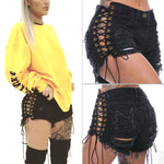 Distressed Black Denim Shorts - AESTHEDEX