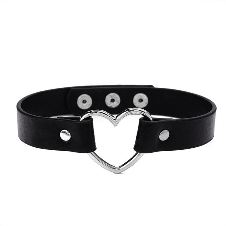 Heart Studded Choker Necklace - AESTHEDEX