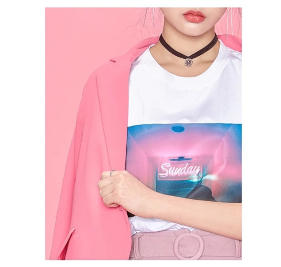 Neon Sunday Tumblr T-Shirt - AESTHEDEX