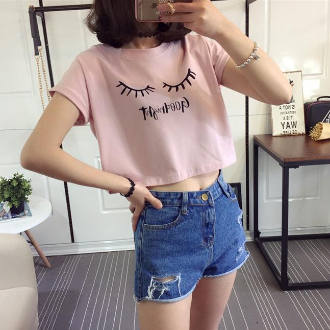 Goodnight Lashes Cropped Tee - AESTHEDEX