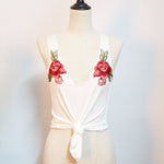 Sexy Rose Embroidery Tank Top - AESTHEDEX