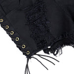 Distressed Black Denim Shorts - AESTHEDEX
