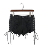 Distressed Black Denim Shorts - AESTHEDEX