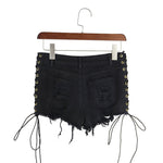 Distressed Black Denim Shorts - AESTHEDEX