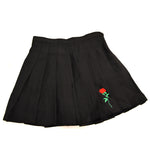Pleated Rose Embroidery Skirt - AESTHEDEX