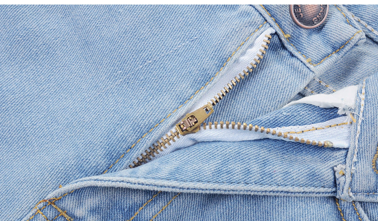 High Waisted Denim Shorts - AESTHEDEX
