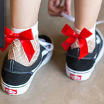 Fishnet Socks With Bow - AESTHEDEX