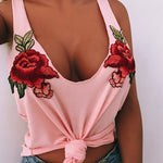 Sexy Rose Embroidery Tank Top - AESTHEDEX