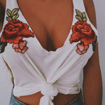 Sexy Rose Embroidery Tank Top - AESTHEDEX