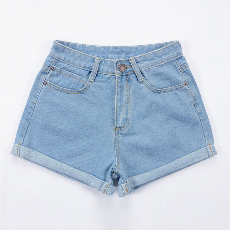 High Waisted Denim Shorts - AESTHEDEX