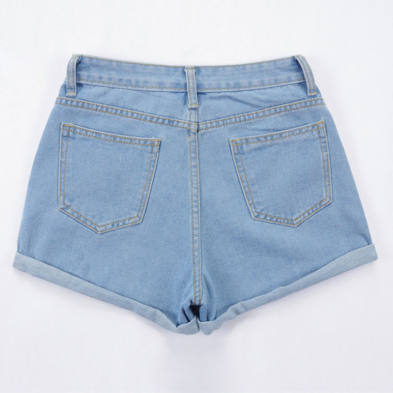 High Waisted Denim Shorts - AESTHEDEX