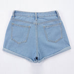 High Waisted Denim Shorts - AESTHEDEX