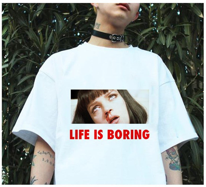 Life is Boring Mia Wallace T-Shirt - AESTHEDEX