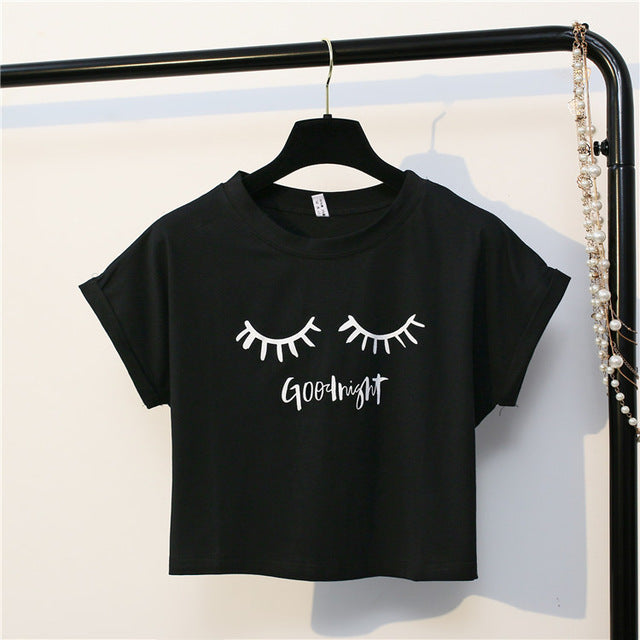 Goodnight Lashes Cropped Tee - AESTHEDEX