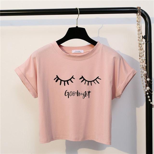 Goodnight Lashes Cropped Tee - AESTHEDEX