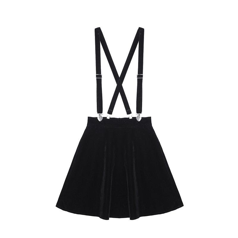 Velvet Suspenders Skirt - AESTHEDEX
